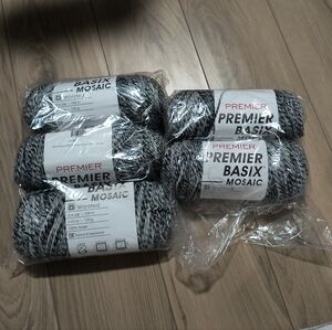 Acrylic Yarn Premier Basix Mosaic Yarn Bundle Black Grey White